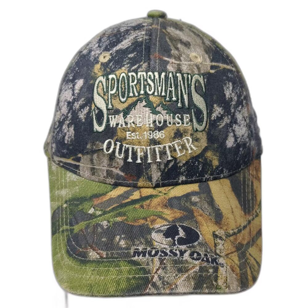 Sportsman's Warehouse Baseball Cap Hat Green Brown OS Fitted Mossy Oak Camo